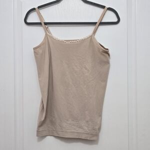 I0932 George Women's Beige Camisole with Delicate Lace